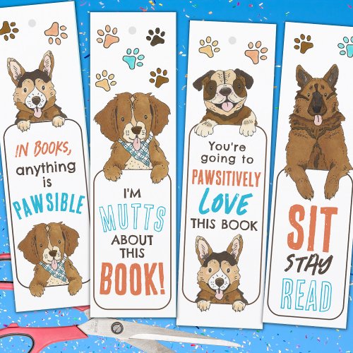 Cute Dog Pun Bookmarks for Kids