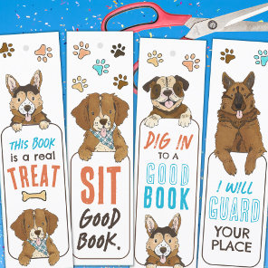 Cute Dog Pun DIY Bookmarks for Kids