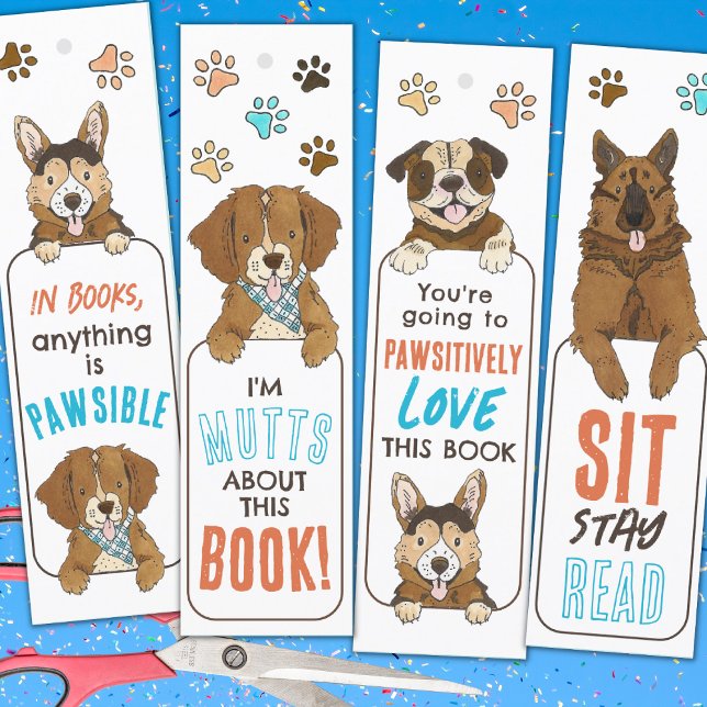 Cute Dog Pun DIY Bookmarks for Kids (Creator Uploaded)