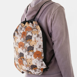 Cute Dog Puppy dogs paw pet Seamless Pattern Drawstring Bag