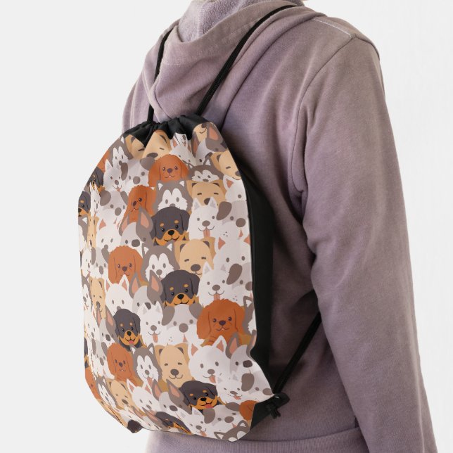 Cute Dog Puppy dogs paw pet Seamless Pattern Drawstring Bag (Insitu)
