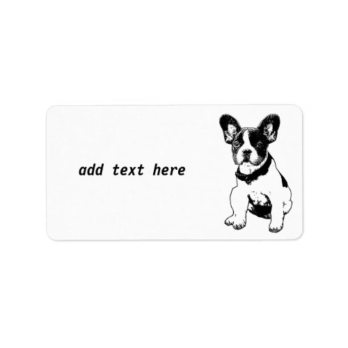 Cute Dog Puppy French Bulldog Black and White Label