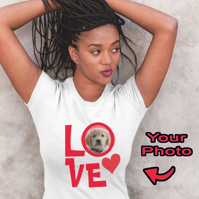 Cute Dog Puppy Love Personalized Photo  T-Shirt (Creator Uploaded)