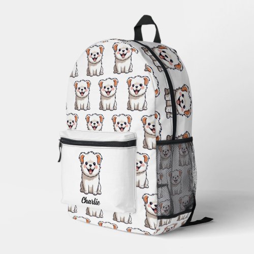 Cute Dog Puppy Pattern Custom Name Printed Backpack
