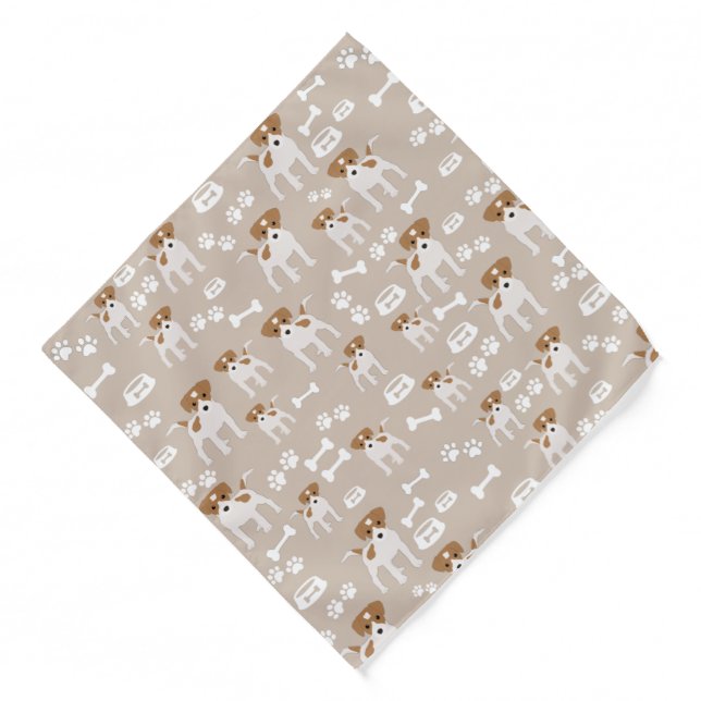 Cute Dog Puppy Paw Prints Pattern Bandana (Front)