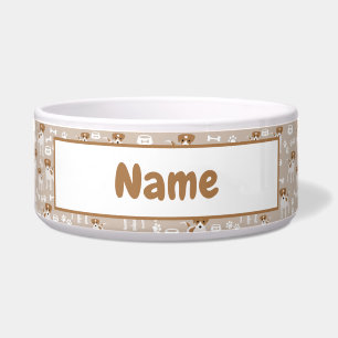 Cute Dog Puppy Paw Prints Pattern Bowl