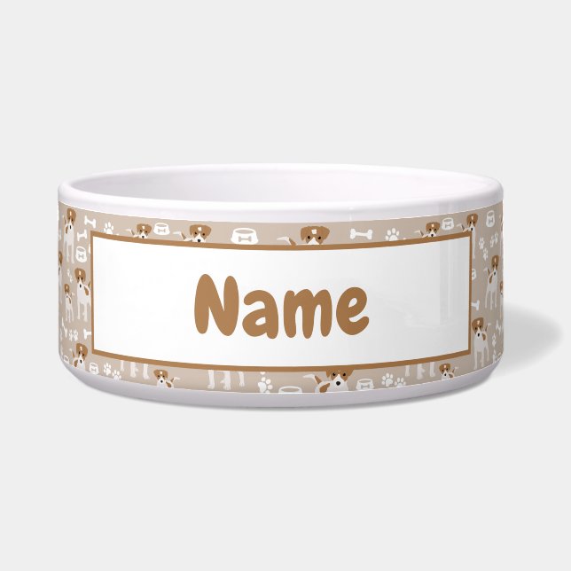 Cute Dog Puppy Paw Prints Pattern  Bowl (Front)