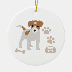 Cute Dog Puppy Paw Prints Pattern Ceramic Ornament