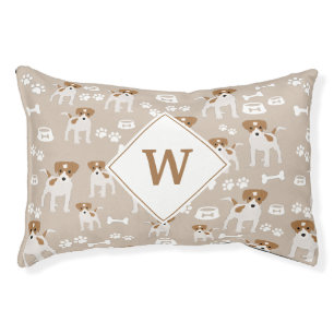 Cute Dog Puppy Paw Prints Pattern Monogram Pet Bed