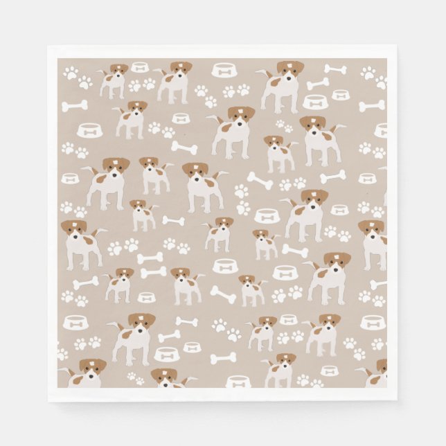 Cute Dog Puppy Paw Prints Pattern Napkins (Front)