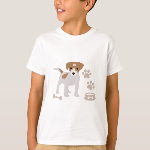 Cute Dog Puppy Paw Prints Pattern  T_Shirt