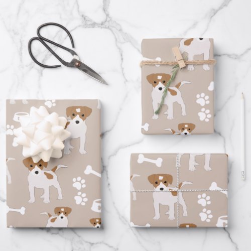 Cute Dog Puppy Paw Prints Pattern  Wrapping Paper Sheets
