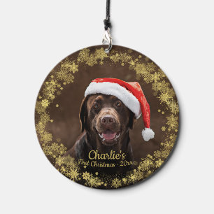 Cute Dog Puppy Pet First Christmas Photo Snowflake Wind Chime