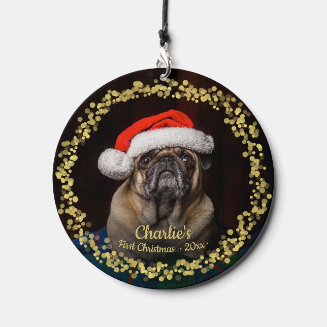 Cute Dog Puppy Pet First Christmas Photo Wind Chime (Front)