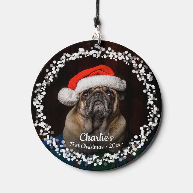 Cute Dog Puppy Pet First Christmas Photo Wind Chime (Front)