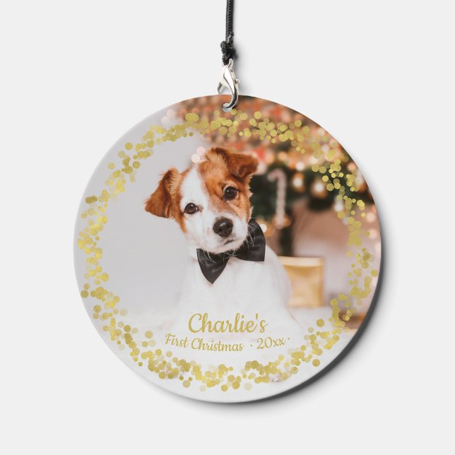 Cute Dog Puppy Pet First Christmas Photo Wind Chime (Front)
