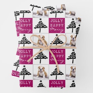 Cute Dog Puppy Pet Photo Purple Christmas Tree