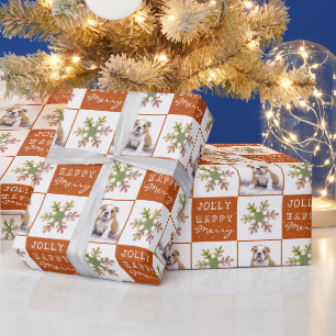 Cute Dog Puppy Pet Photo Snowflake Christmas  Wrapping Paper