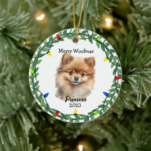 Cute DogPuppy Pomeranian Monogram Ornament