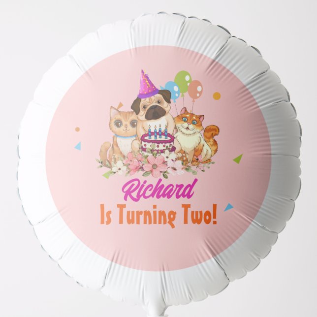 Cute Dog Puppy Themed Kid's Birthday Party Balloon (Front)