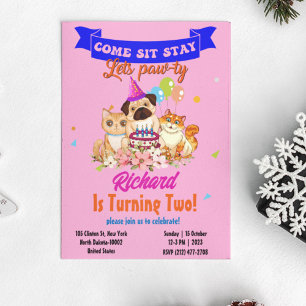 Cute Dog Puppy Themed Kid's Birthday Party Invitation