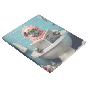 Cute Dog Reading Newspaper In Bathroom Gallery Wrap