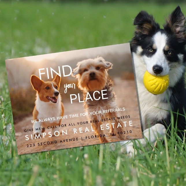 Cute Dog Real Estate Referral Card Find Home (Creator Uploaded)