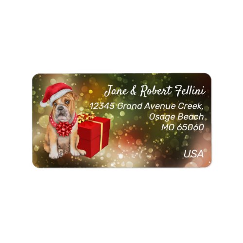 Cute dog red giftbox colorful festive custom label