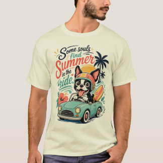 Cute Dog Road Trip Design T-Shirt