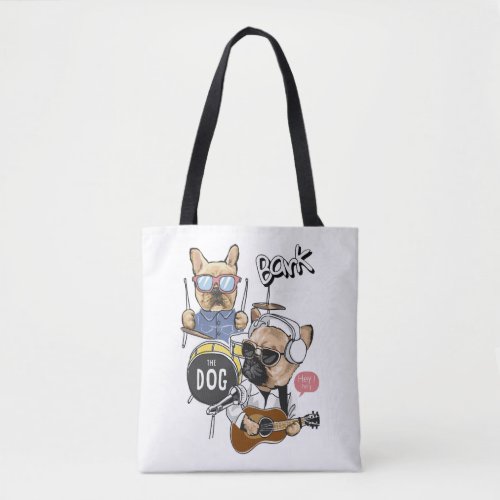 Cute Dog Rock Band Playing Guitar Essential T_Shir Tote Bag