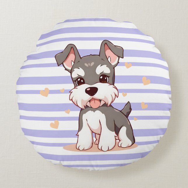 Cute Dog Round Pillow (Front)