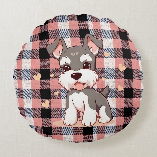 Cute Dog Round Pillow (Front)