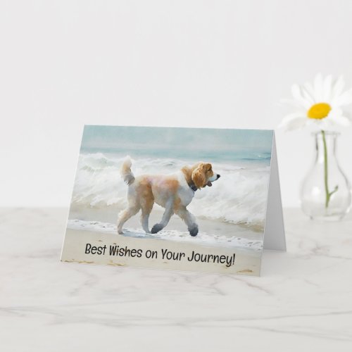 Cute Dog Running on the Beach Art Journey Job Card