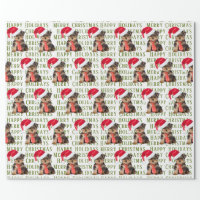 Cute Dog Santa Hat Merry Christmas Wrapping Paper