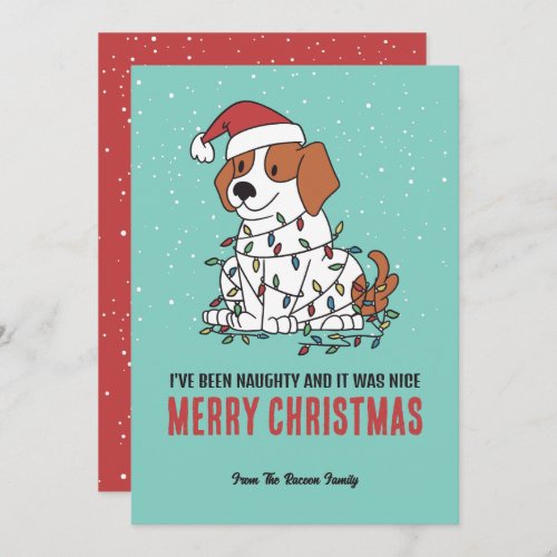 Cute Dog Santa Naughty and Nice Merry Christmas Holiday Card