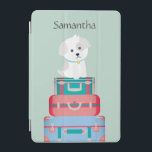 Cute Dog Sat on Suitcases Personalised iPad Mini Cover<br><div class="desc">Adorable dog sat on suitcases.</div>