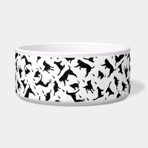 Cute Dog Silhouette Pattern Monochrome Bowl