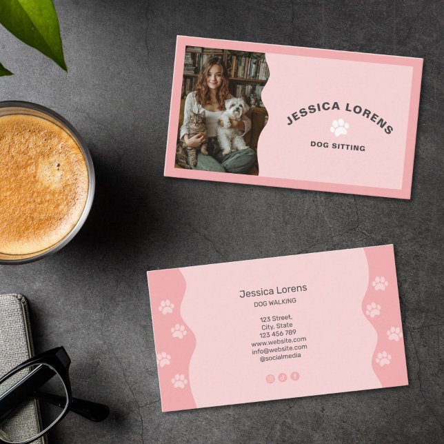 Cute Dog Sitter, Pet Groomer, Dog Walker Business Card (Creator Uploaded)