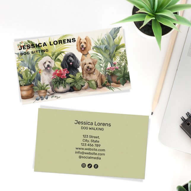 Cute Dog Sitter, Pet Groomer, Dog Walker Business Card (Creator Uploaded)