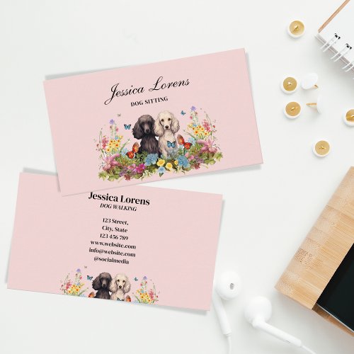 Cute Dog Sitter Pet Groomer Veterinarian Poodle Business Card