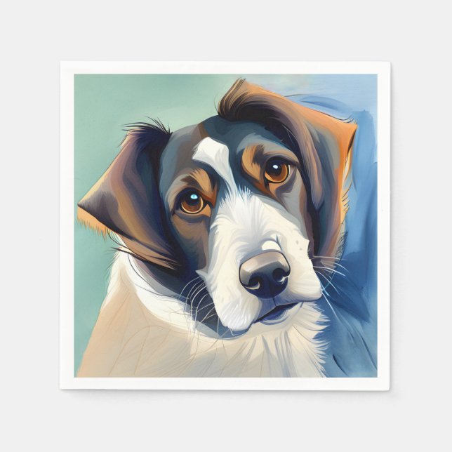 Cute Dog Sketch Portrait Napkins (Front)