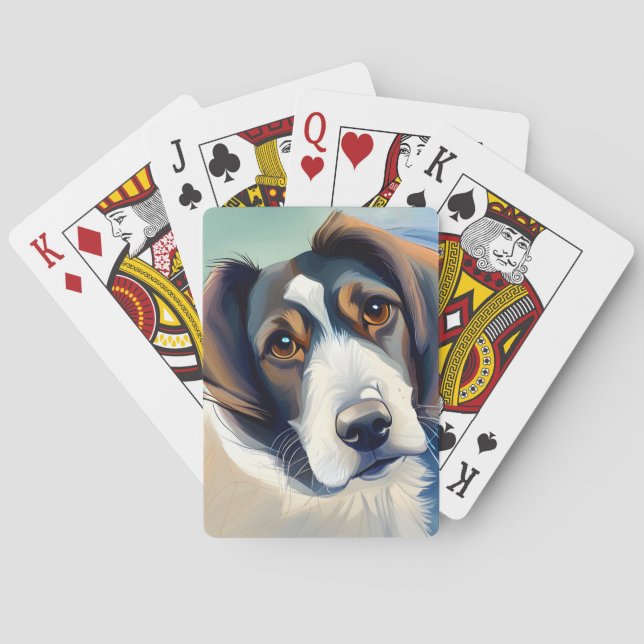 Cute Dog Sketch Portrait Poker Cards (Back)