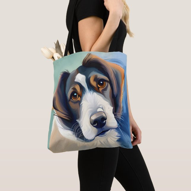 Cute Dog Sketch Portrait Tote Bag (Close Up)