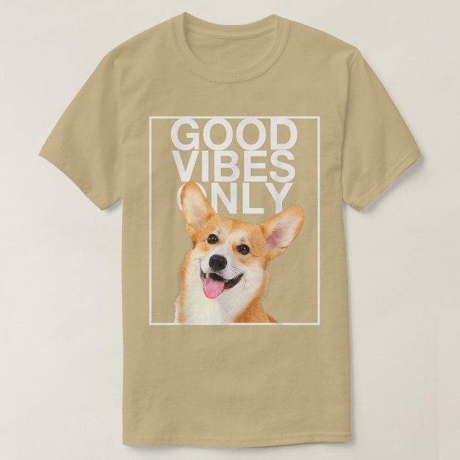 Cute Dog Smile Corgi Pet Animal Puppy Pupper Posit T-Shirt (Design Front)