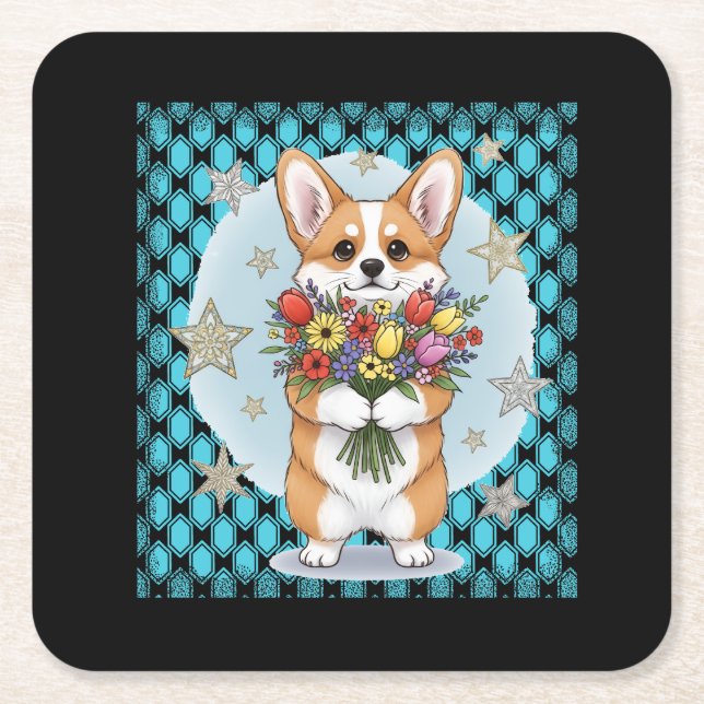 cute dog square paper coaster (Front)