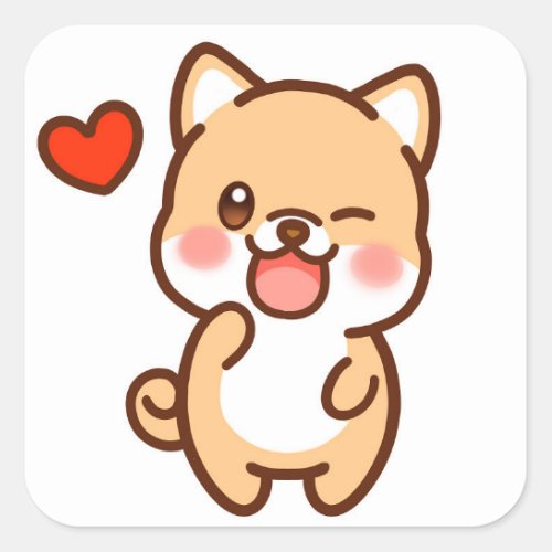 Cute dog square sticker