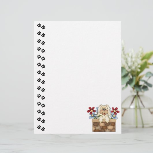 Cute Dog Stone Wall Letterhead (Standing Front)