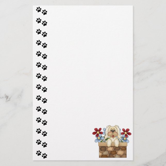 Cute Dog Stone Wall  Stationery (Front)