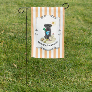 Cute Dog - Summer Beach Black Labrador Retriever Garden Flag