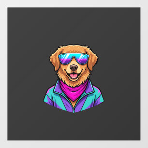 Cute Dog Sunglasses Retro Neon Art_1 Floor Decals